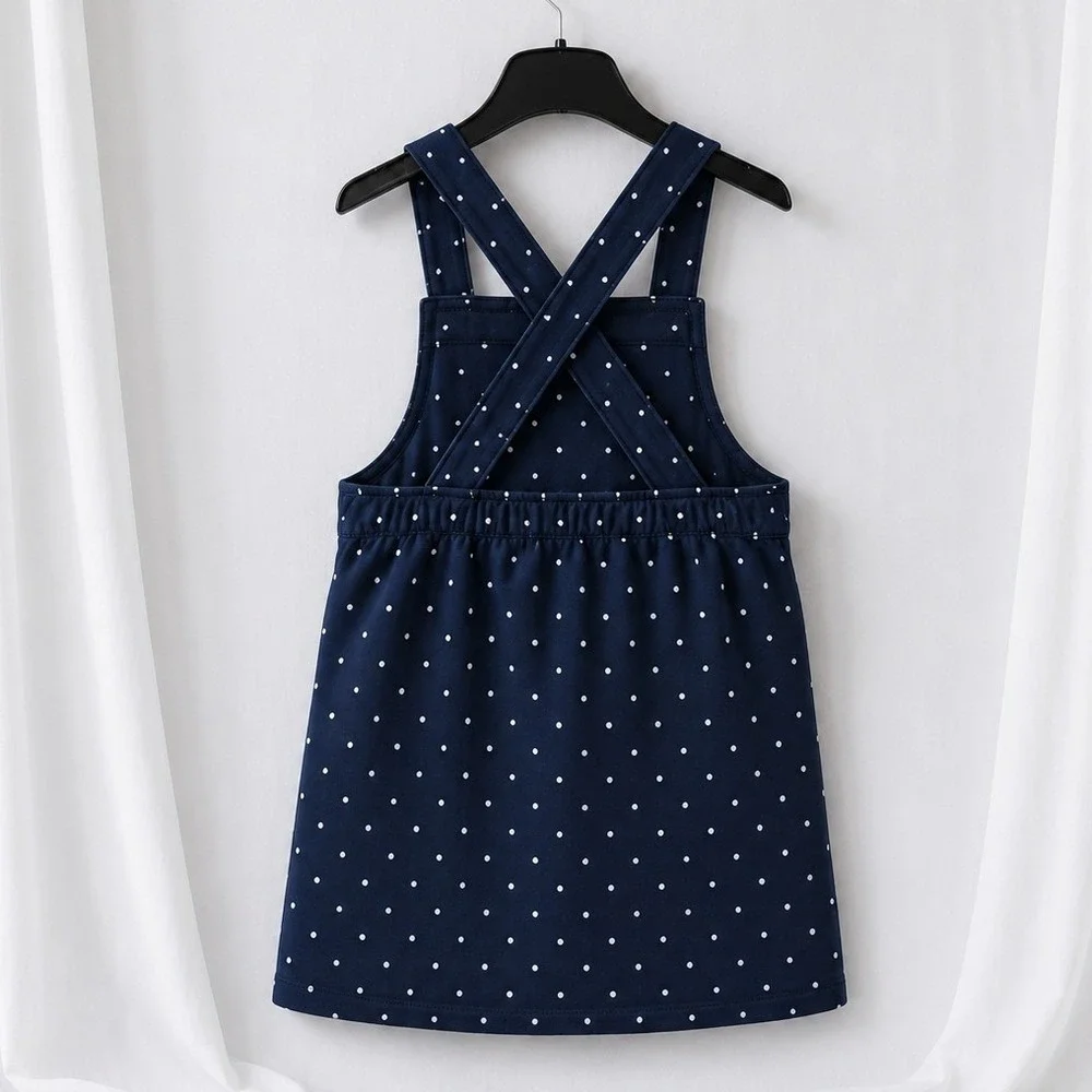 Carter's Baby Girl Turkey Jumper‎ Dress 12M Thanksgiving Outfit Navy Polka Dot